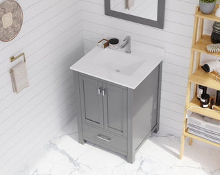 Wilson Vanity, Gray, 24", White Quartz