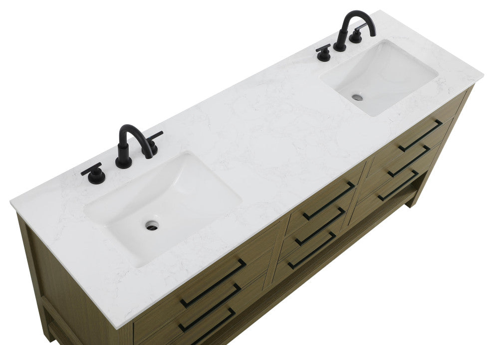 Home Living 72" Double Bathroom Vanity, Chestnut Brown