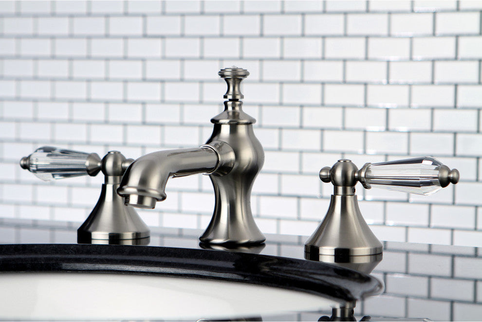 Kingston Brass Widespread Bathroom Faucet With Brass Pop-Up, Brushed Nickel