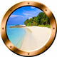 Beach Porthole 3D Ocean View Wall Decal Peel And Stick Decor, 14x14