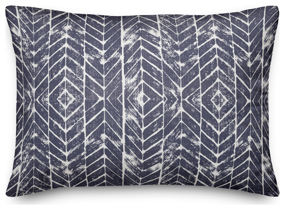 Distressed Indigo Chevron 14x20 Spun Poly Pillow