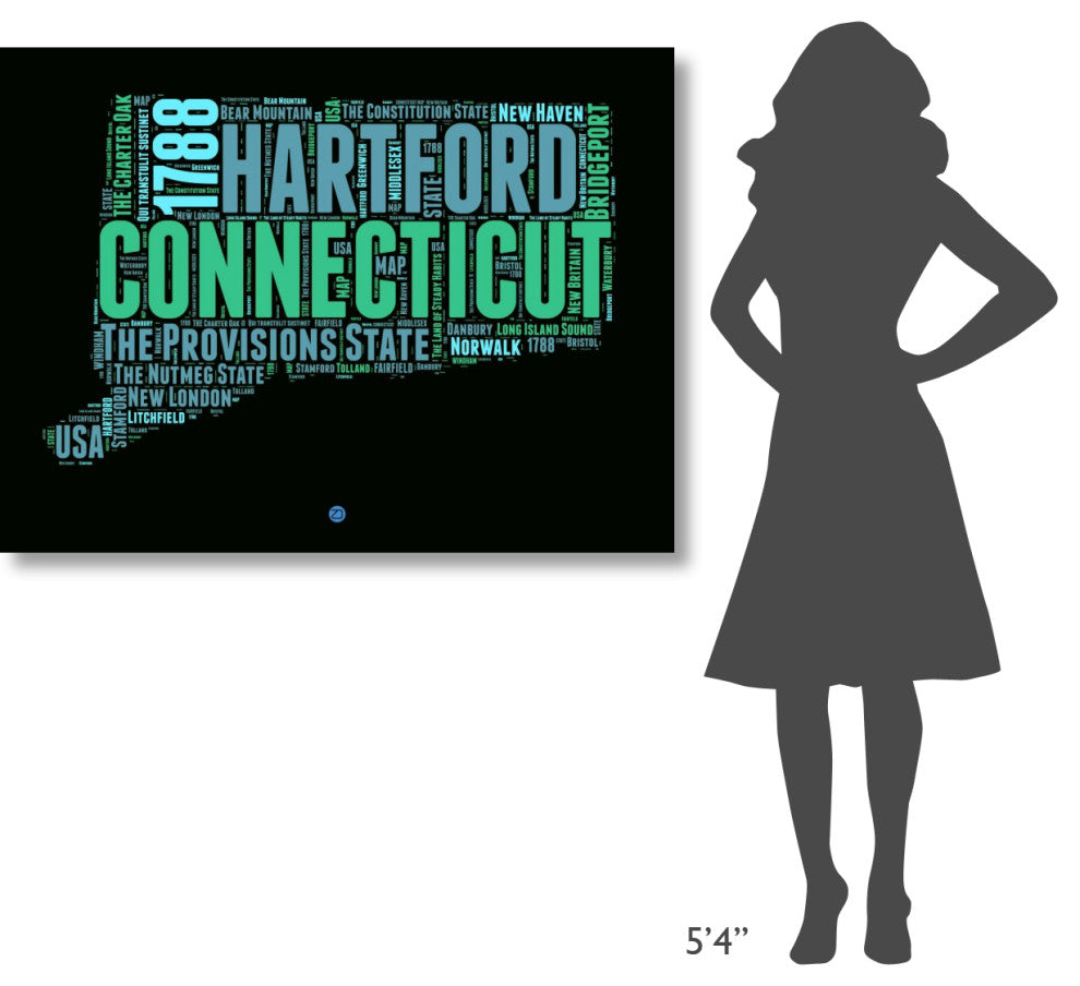"Connecticut Word Cloud 1" Fine Art Print