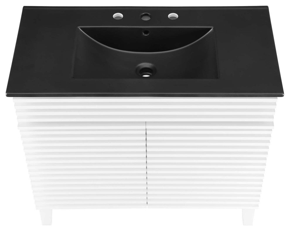 Render 36" Bathroom Vanity, White Black