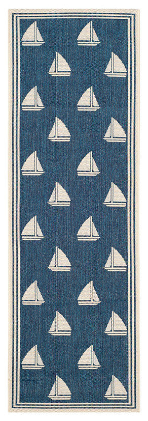 Courtyard Cy7422-258A22, Navy/Beige, 6'7" X 9'6"