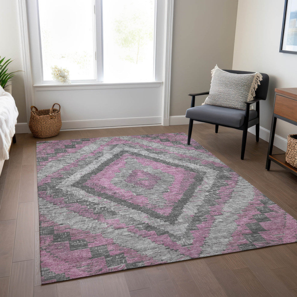Machine Washable Indoor/Outdoor Chantille ACN1890 Blush 5' x 7'6" Rug