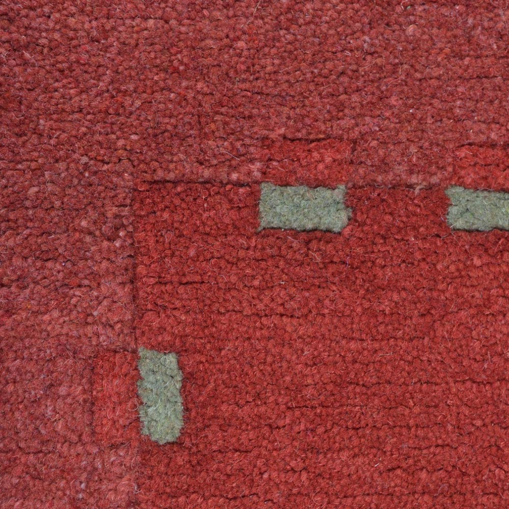 Hand Knotted Tibbati Wool Area Rug Contemporary Red