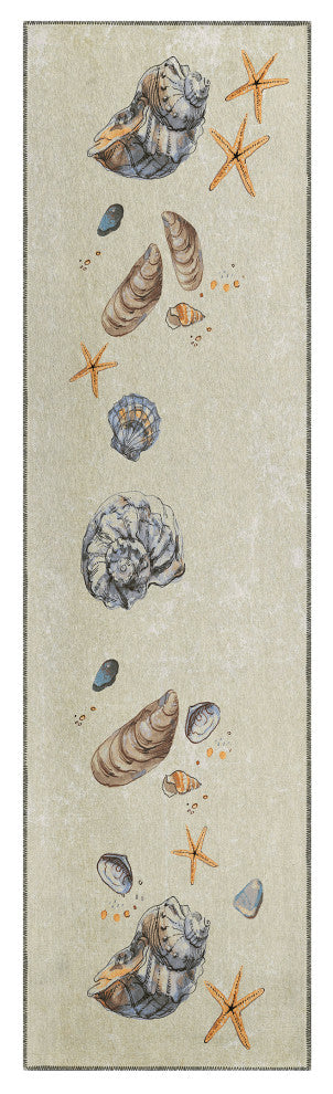 Indoor/Outdoor Seabreeze SZ9 Ivory Machine Washable 2'3" x 7'6" Runner Rug
