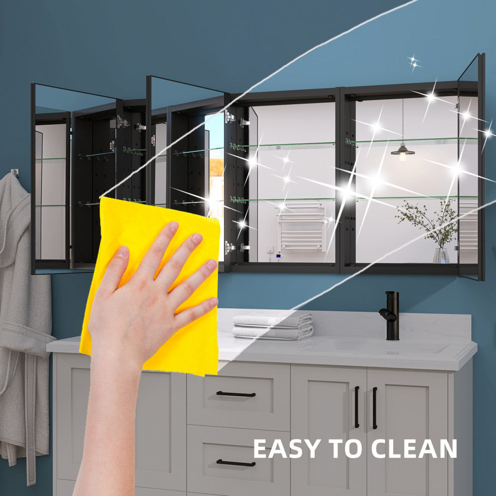 60'' W 30'' H Recessed or Surface Mount Frameless Medicine Cabinet with Mirrors