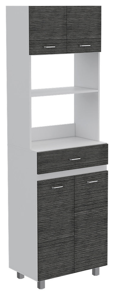 Auburn Microwave Pantry Cabinet, White-Smokey Oak