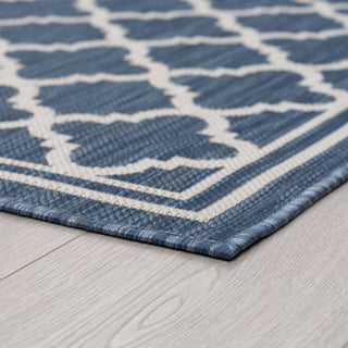 Shaila Transitional Geometric Blue Rectangle Indoor/Outdoor Area Rug, 8'x10'