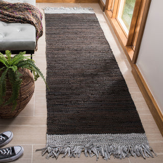 Safavieh Vintage Leather Collection, VTL310 Rug, Light Grey/Dark Brown, 2'3"x9'