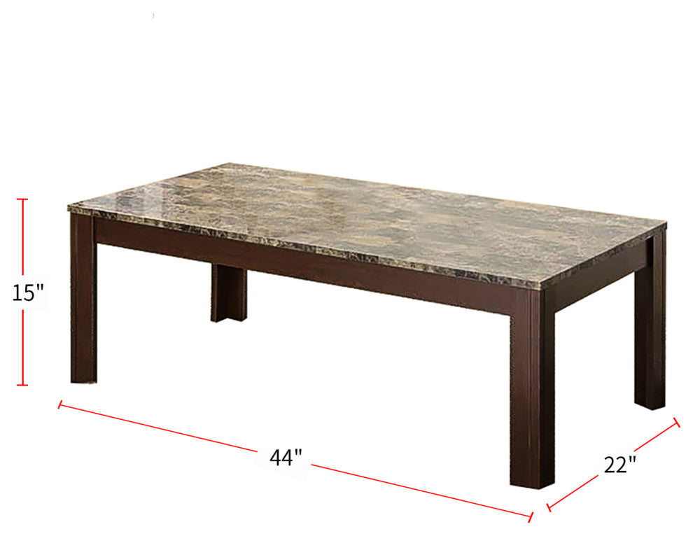 3-Piece Table Set With Marble Top, Brown