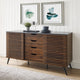 59" Havana Sliding Slat Door 4 Drawer Sideboard, Ebony/Dark Walnut