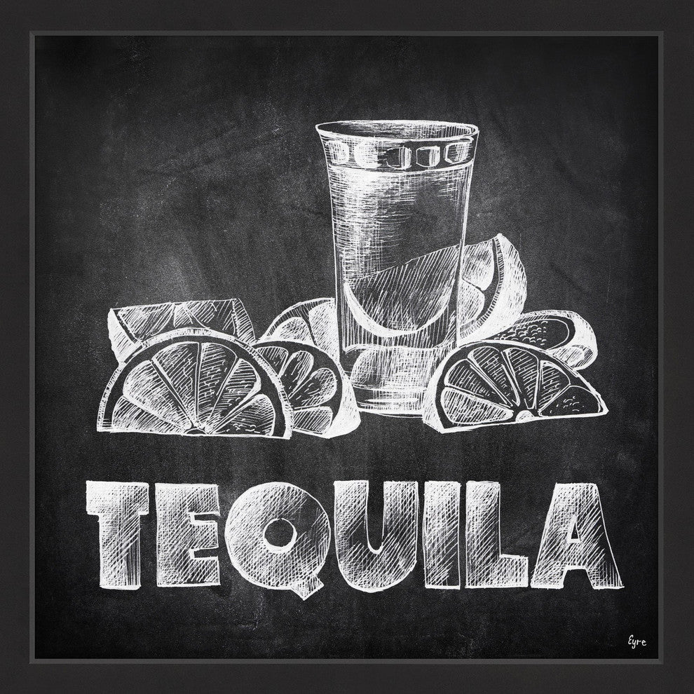 "Tequila on Chalkboard" Framed Painting Print, 18"x18"