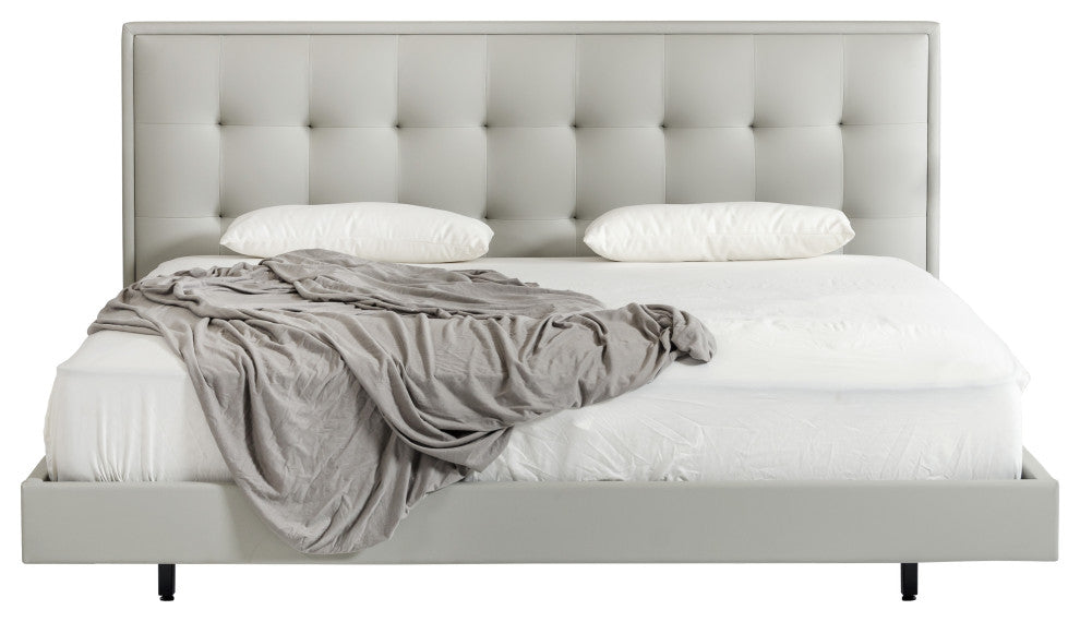 Modrest Hera Modern Queen Gray Leatherette Bed