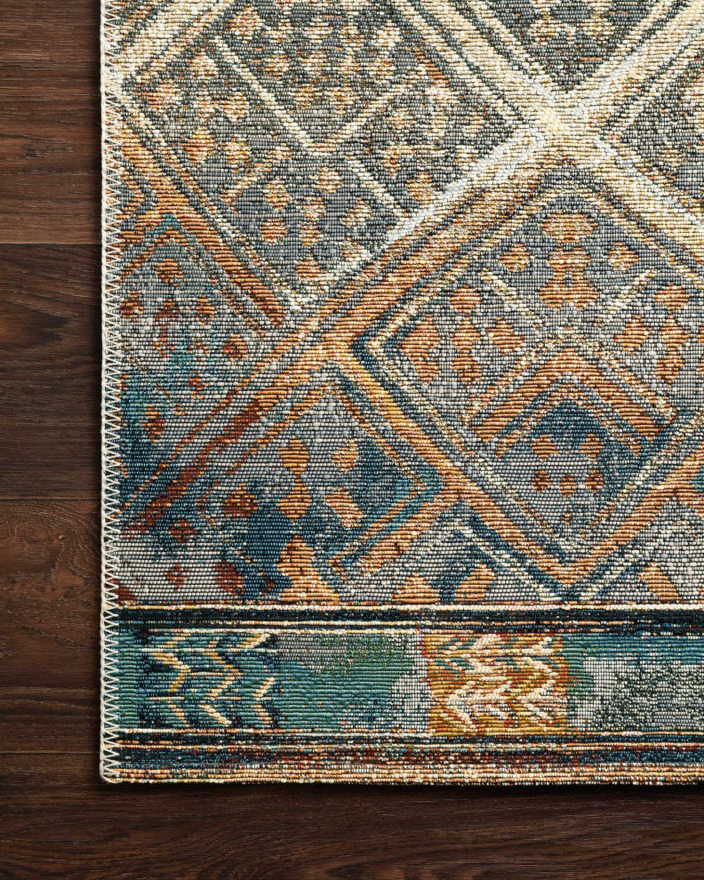 Mika In/out Area Rug by Loloi, Ivory / Mediterranean, 5'3"x7'8"
