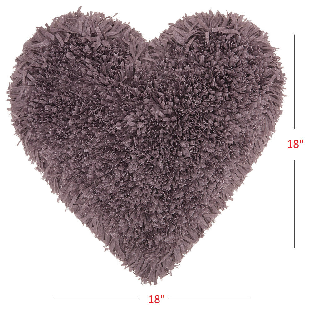 Heart Shaped Lavendar Shag Accent Pillow