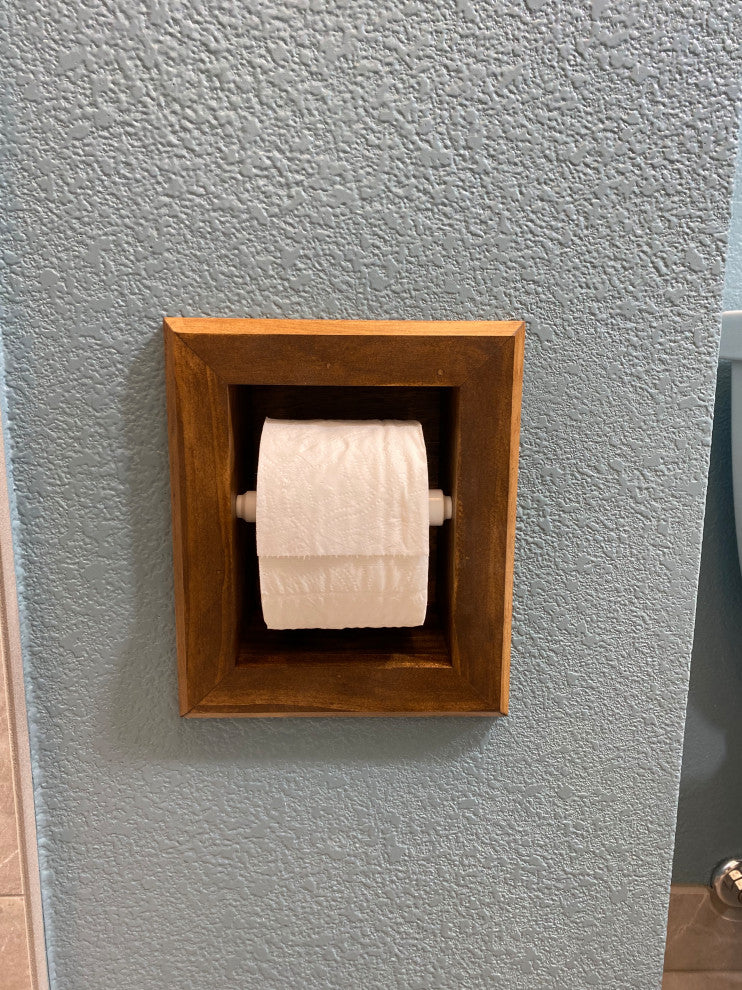 Tampa Recessed Solid Wood Toilet Paper Holder 7 x 8.5, Primed Gray