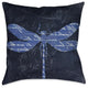 Indigo Dragonfly I Outdoor Decorative Pillow, 18"x18"