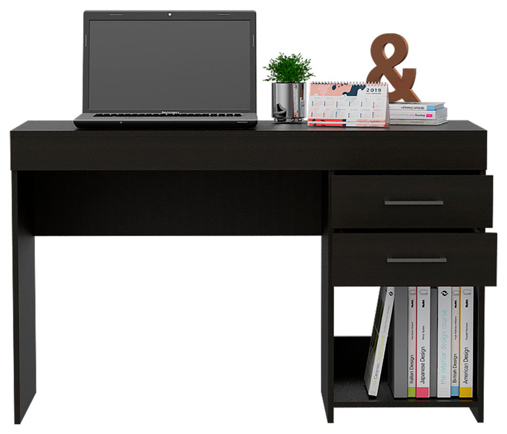 DEPOT E-SHOP Maui Computer Desk, 2 Drawers ,Black