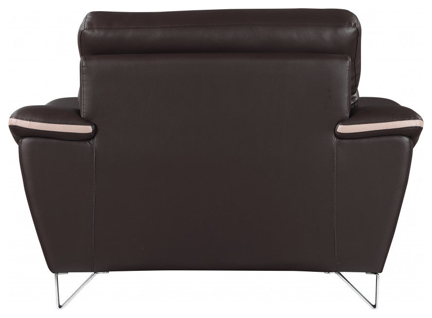110" Charming Brown Leather Sofa Set