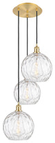Athens Multi-Pendant, Satin Gold, Clear Water Glass
