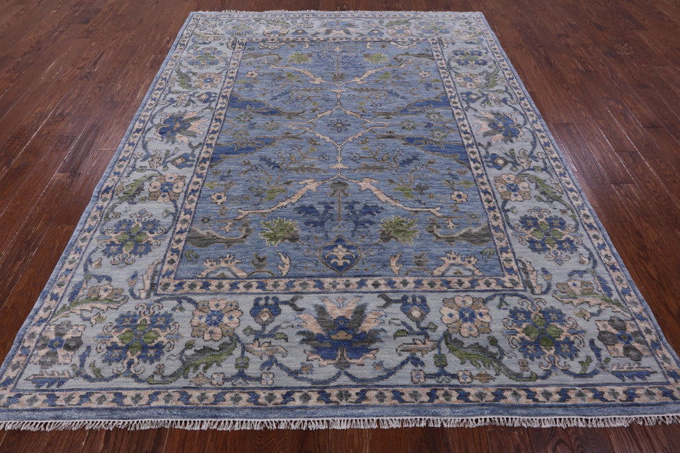 7' 10" X 9' 11" Hand-Knotted Turkish Oushak Wool Rug - Q13619