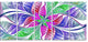 Flower like Fractal Stained Glass, Abstract Wall Art Canvas, 60"x28", 5 Panels