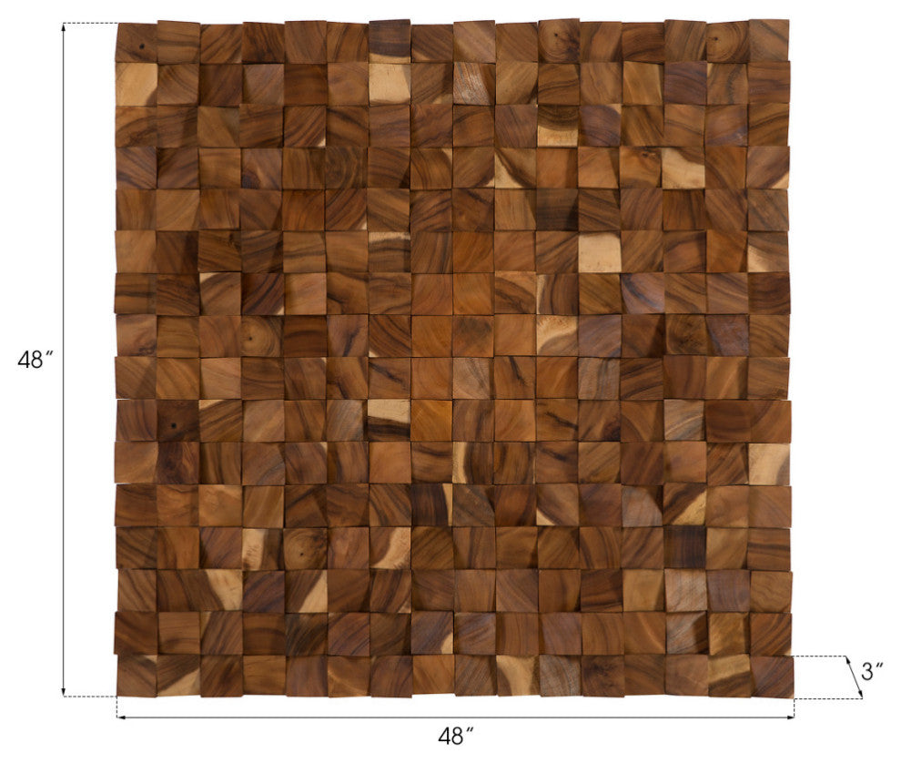 Blocks Wall Art, Chamcha Wood, Natural, Large