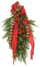 Red Berries and Cedar with Plaid Ribbon Swag (Min pack 2)