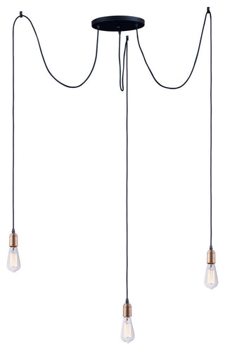 Maxim Lighting Early Electric 3-Light Pendant, Black/Antique Brass
