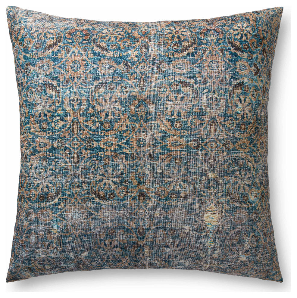 Loloi FP0010 Lagoon / Brown 36"W x 36"D x 6"H Pillow