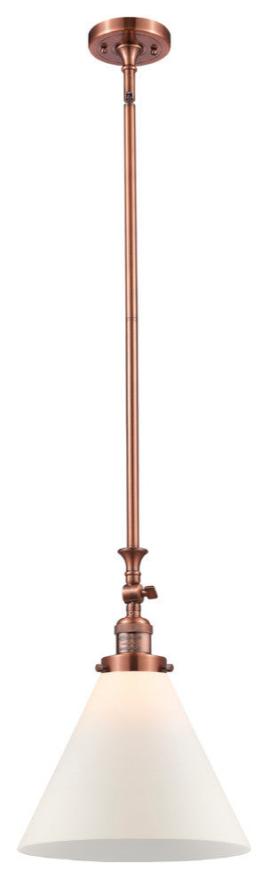 X-Large Cone 1-Light Mini Pendant, Antique Copper, Matte White