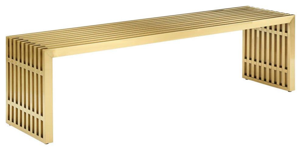 Gridiron Large Stainless Steel Bench Gold