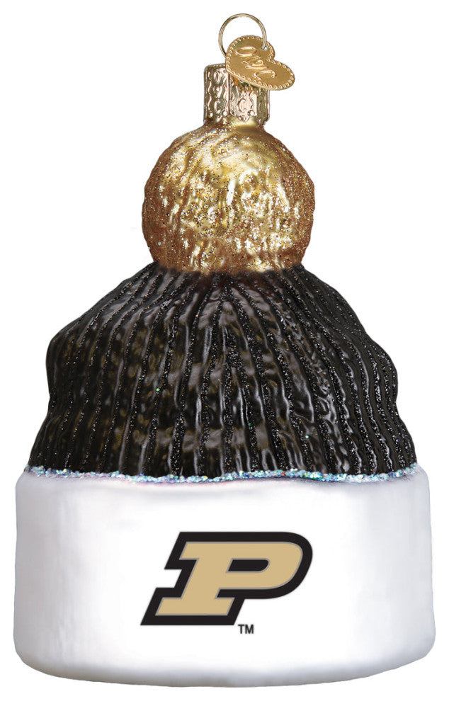 Old World Christmas Hanging Glass Tree Ornament, Purdue University Beanie