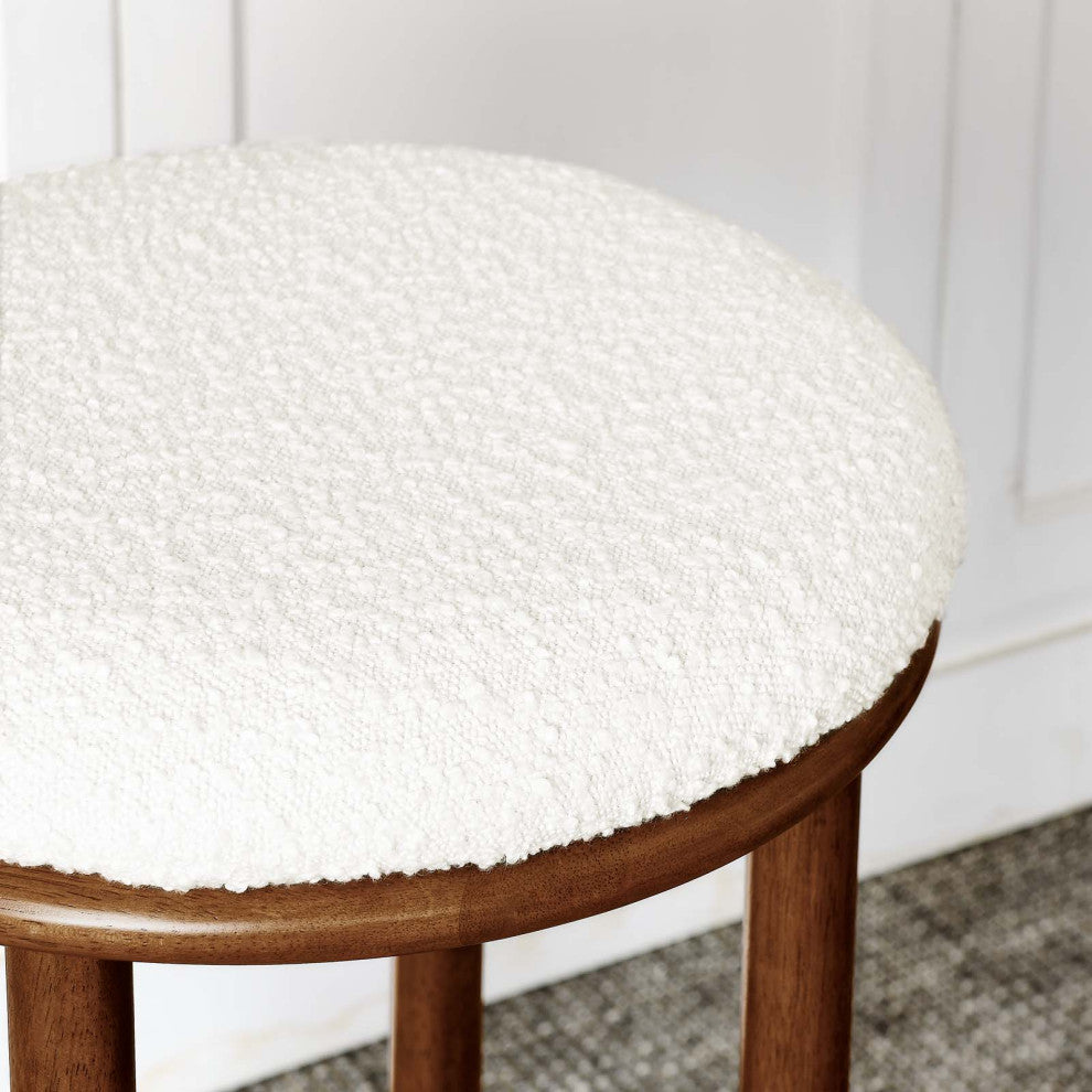 Fable Boucle Fabric Bar Stools - Set of 2 - Walnut Ivory