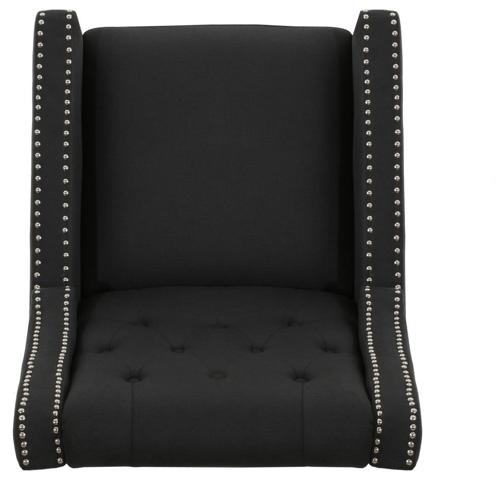 GDF Studio Ingrid Tufted Back Fabric Recliner Chair, Dark Charcoal