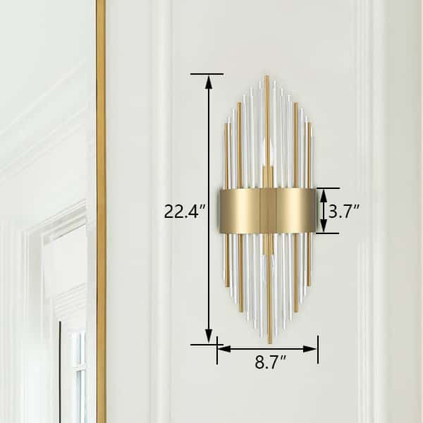 Glass Wall Sconces, Set of 2, Brass