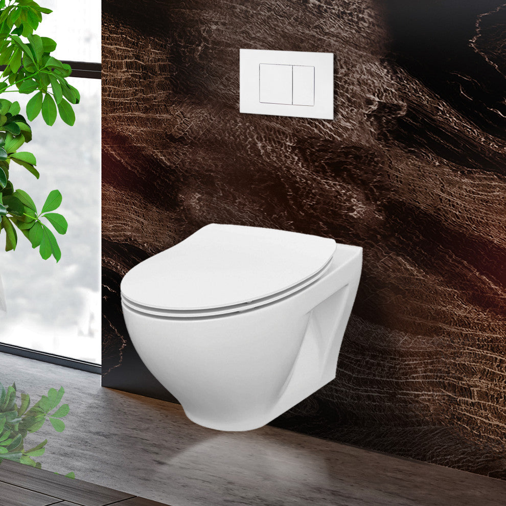 In-Wall Toilet Set, White Square Actuators, 2"x6" Carrier & Tank