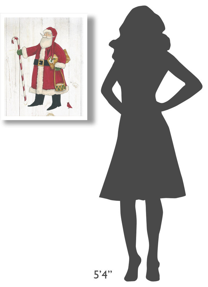 "Vintage St Nick II no Words on White Wood" Print by Anne Tavoletti, 22"x26"