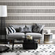Tribal-Style Monochromatic Stripe Wallpaper, Charcoal Gray & White, Sample