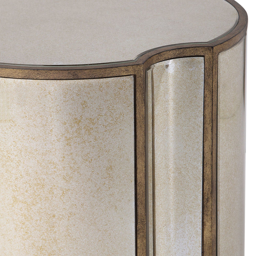 Uttermost 24888 Harlow 20"W Antique Mirrored Accent Table - Antique Brass