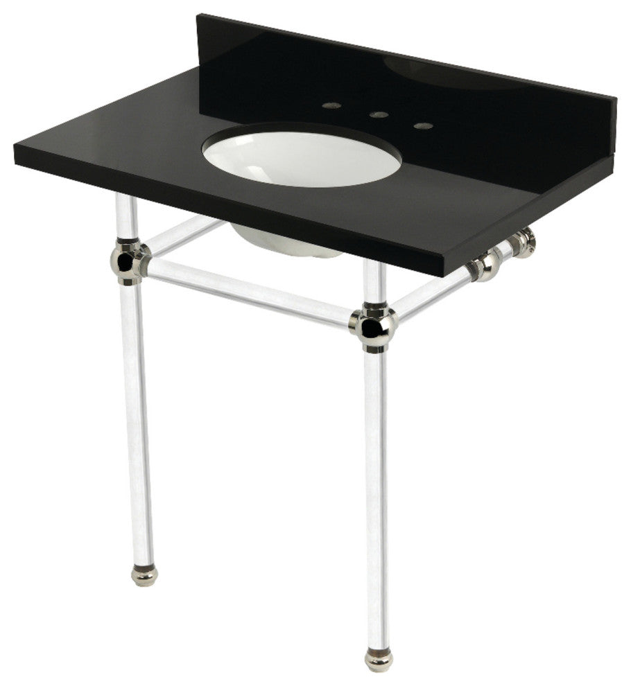 KVPK36KA6 36" Black Granite Console Sink with Acrylic Legs