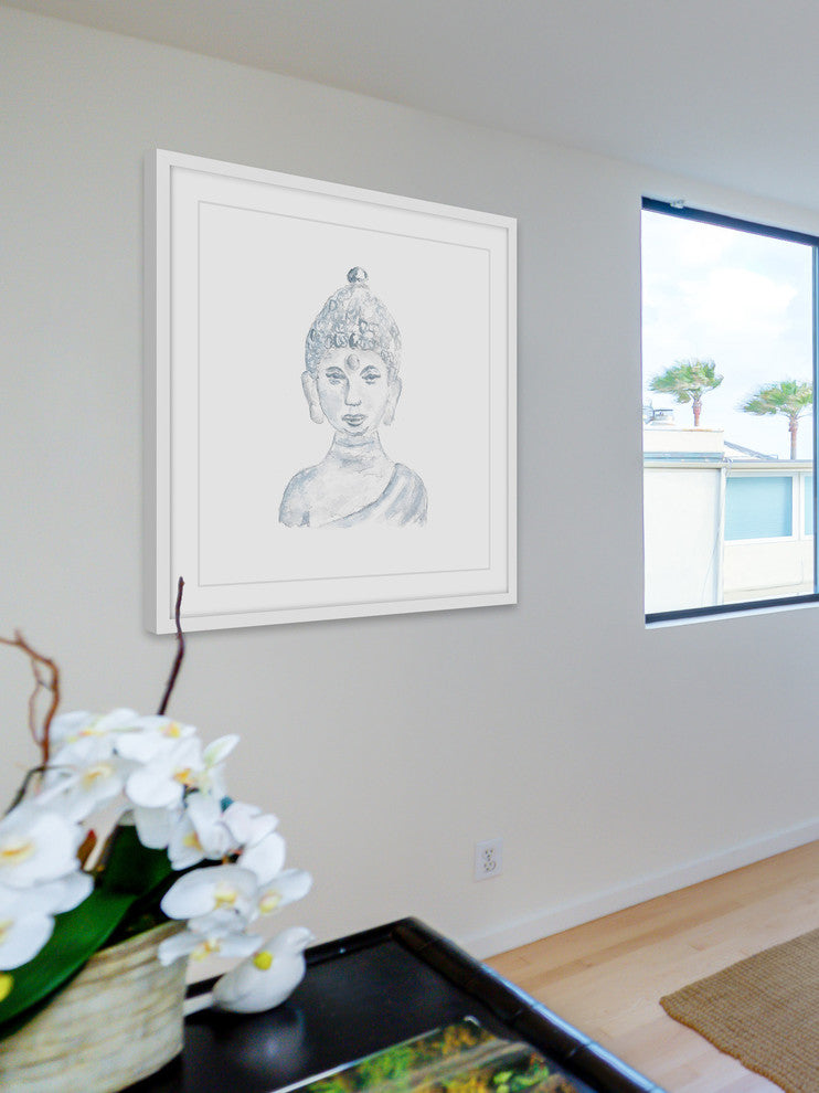 Marmont Hill, "Buddha Statue" by Thimble Sparrow Framed Painting Print, 32x32