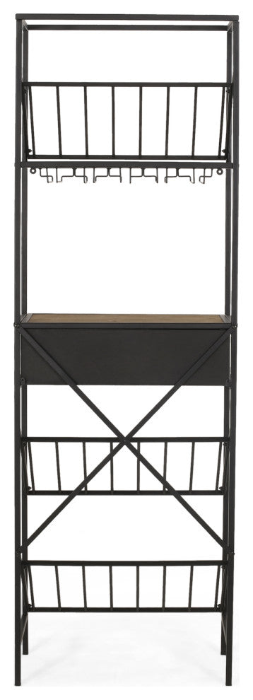 Broadwater Boho Industrial 21 Bottle Floor Wine Rack with Storage