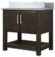 30" Vanity, Smoke Grey Quartz Top, Backsplash, Sink, Drain, and P-Trap, Chrome, Without Mirror