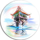 Pagoda In Vietnam, Digital Round Metal Wall Art, 11"