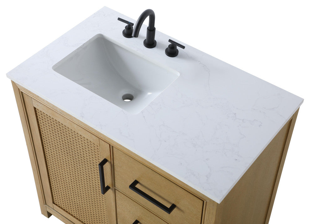 Home Living 36" Single Bathroom Vanity, Linen Oak