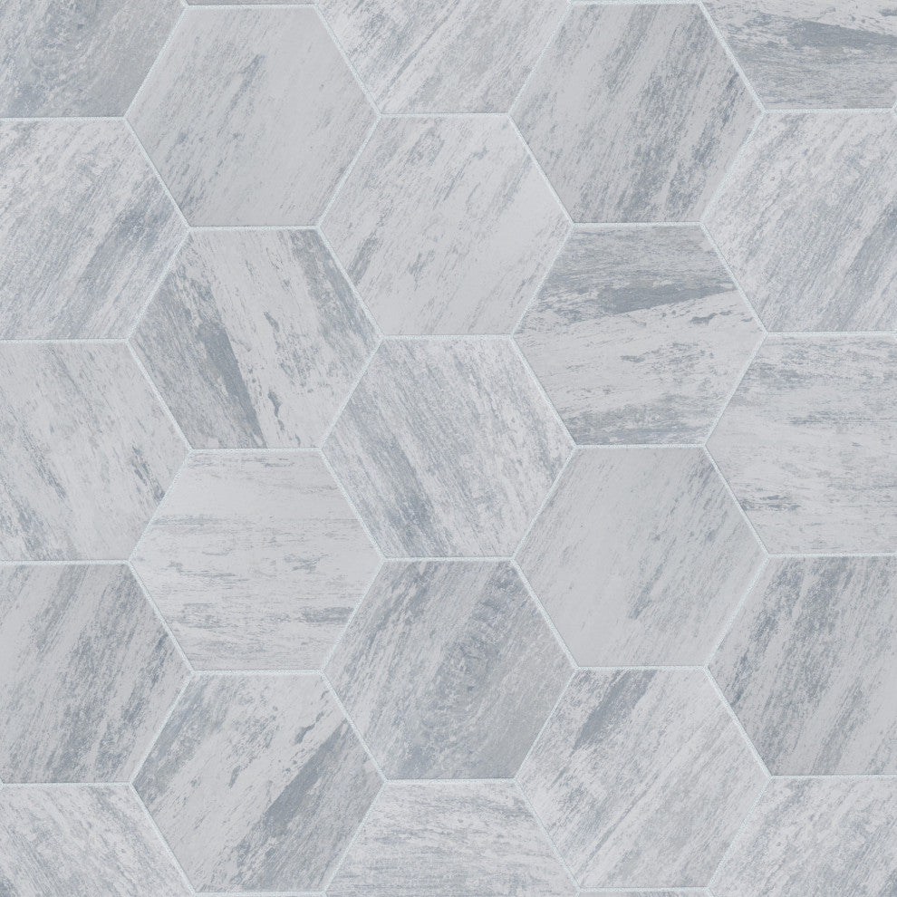 Cassis Hex Porcelain Floor and Wall Tile Sample, White