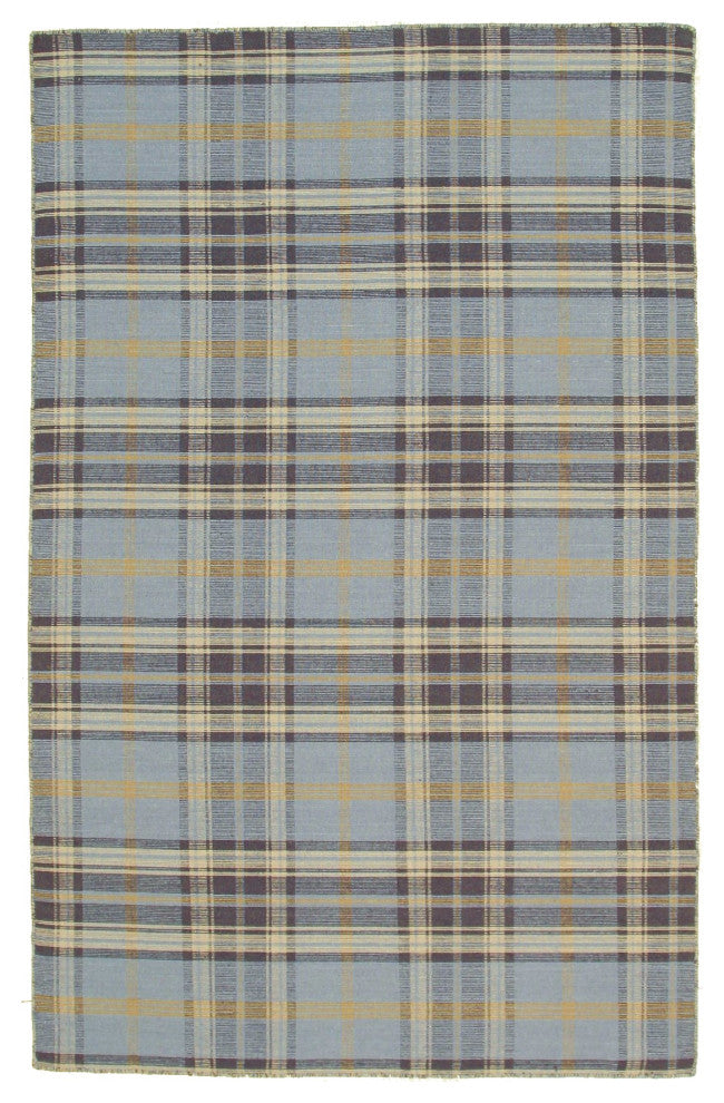 Blue Transitional Geometric Plaid Area Rug
